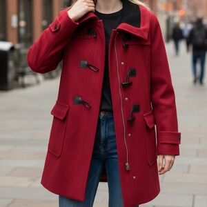 Coldwater Creek Women's Red Wool Blend Peacoat Winter Coat Size M (10-12)